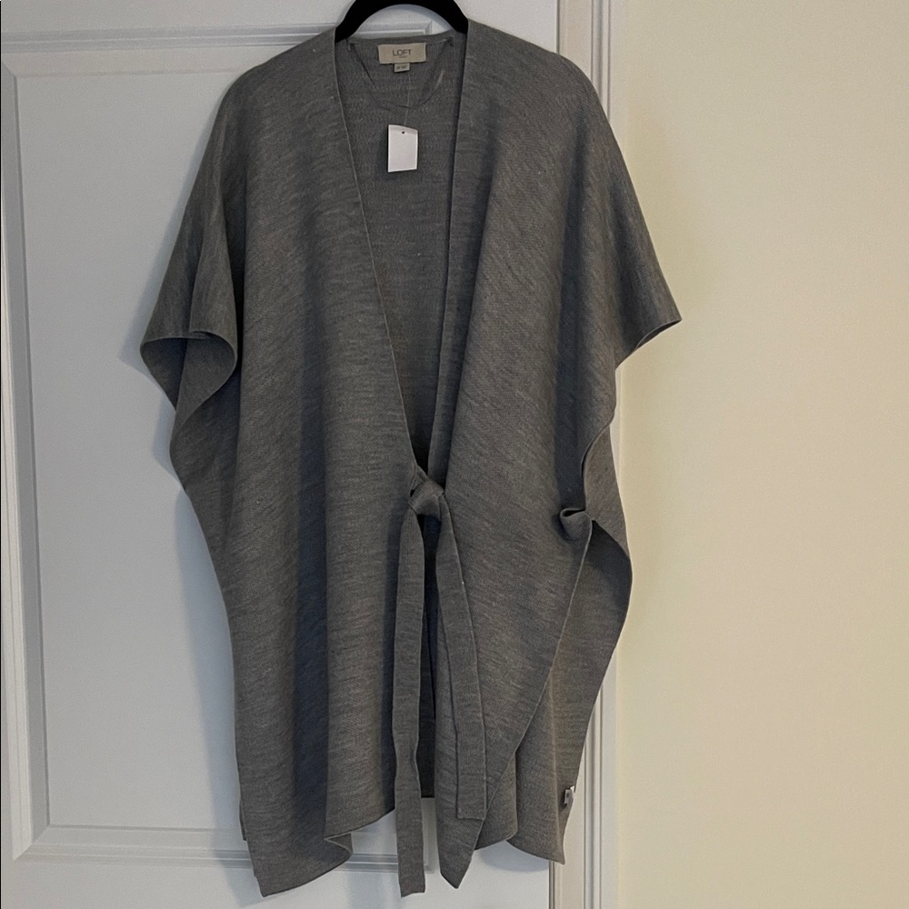 LOFT Charcoal Knit Belted Wrap